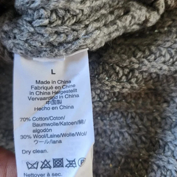 Madewell Cotton Wool Blend Nordstrom Sweater Gray Mock Neck Long Sleeve Large - Picture 4 of 11